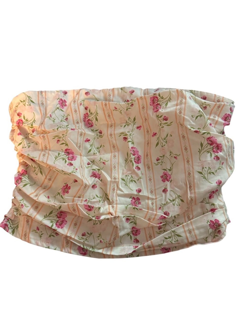 Land of The Free Floral Sleeveless Pink and Cream Strapless Tube Top Sz L